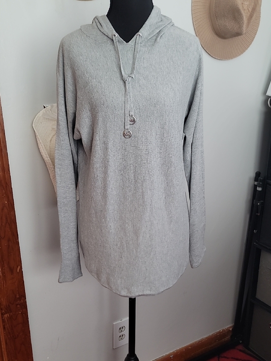 Michael Kors Sweaters - Michael Kors Light Gray Hooded Crewneck Pullover